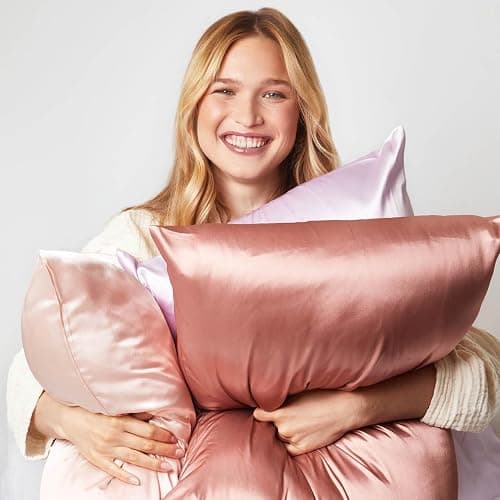 Kitsch Satin Pillowcase with Zipper for Hair & Skin, Softer Than Silk Pillow Cases Queen, Smooth Pillow Covers, Machine Washable, Wrinkle-Free, Cooling Satin Pillow Cases Standard Size 19"x26" (Blush) thumbnail 9