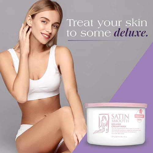 Satin Smooth Deluxe Cream Hair Removal Wax - Soft Wax for Face & Body, Professional Waxing for Sensitive Skin, Thick & Curly Hair, 14 oz, 1-Pack thumbnail 5