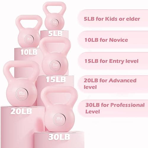 KHTO Kettlebells Fitness Exercise-Pink Strength Training Kettlebell Sets,Dumbbell Weights for Home Gym Equipment thumbnail 2