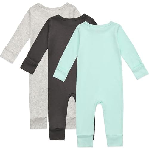 Aablexema Baby Cotton Footless Pajamas with Mitten, 3-pack Infant Romper Zip Up One Piece Jumpsuits Outfit thumbnail 2