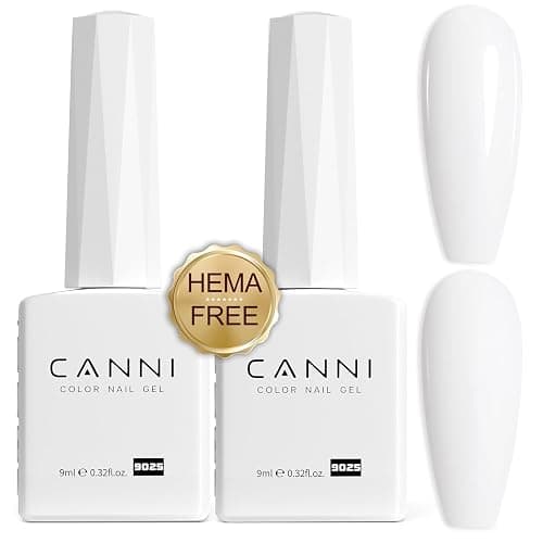 CANNI 2Pcs Hema-Free White Gel Nail Polish Set- White Gel Polish Kit, Soak Off LED Nail Gel Manicure Kit DIY at Home Salon Gifts for Women Girls - Image 1