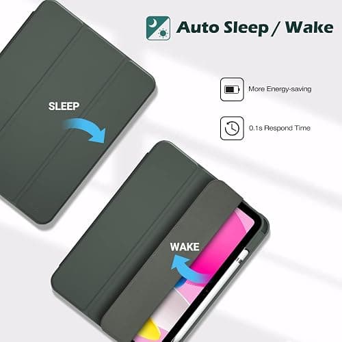 ProCase Hülle für iPad 10. /11. Generation 2022 10,9 Zoll 2025 11" (A16) mit Stifthalter, Stoßfeste Smart Case Cover mit transparenter Rückseitenschale Schutzhülle -Olivegrün thumbnail 6