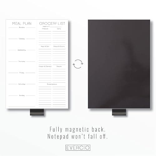 Evercio Meal Plan & Grocery List Magnetic Notepad for Refrigerator | For Shopping Lists Planner Organizer Memo Note Pad for Fridge | Kitchen Gift for Mother, Girlfriend | 7x10 Inches, 52 Sheets thumbnail 3