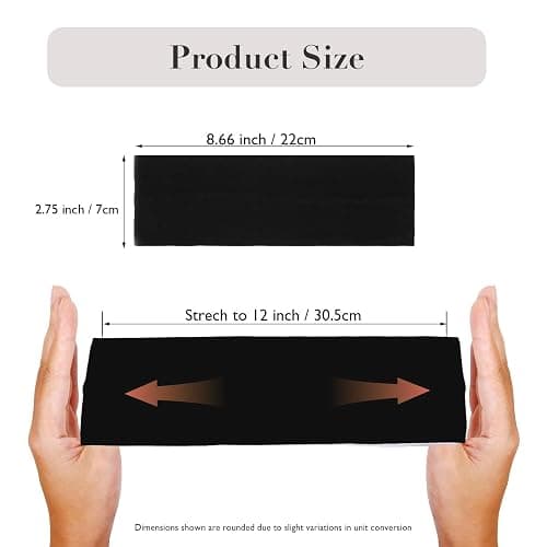7cm Wide Black Headbands for Women Men, Yedtreg 2pack Fashion Head Bands for Women's Hair, Soft Fabric Stretchy Hair Bands for Makeup, Yoga, Running (2XBlack) thumbnail 4