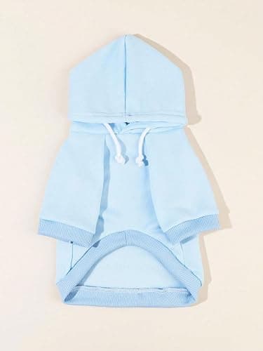 QWINEE Basic Dog Hoodie Sweatshirt Puppy Sweater Warm Cat Costumes Pet Clothes for Chihuahua Puppy Kitten Small Medium Dogs Light Blue Large thumbnail 4