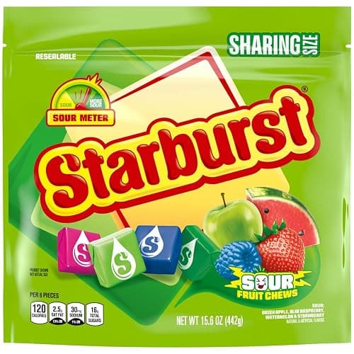 STARBURST Sour Chewy Candy Individually Wrapped Fruit Chew, Sharing Size, 15.6 Oz Resealable Bag thumbnail 4