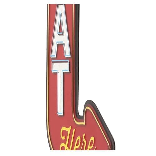 Eat Here Arrow Embossed Metal Sign thumbnail 7