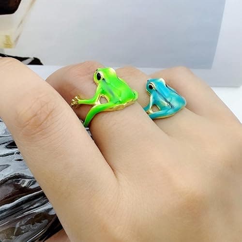 Vintage Punk Animal Jewelry Gift - Delicate Tree Frog Ring, Open Frog Shaped, Adjustable thumbnail 2