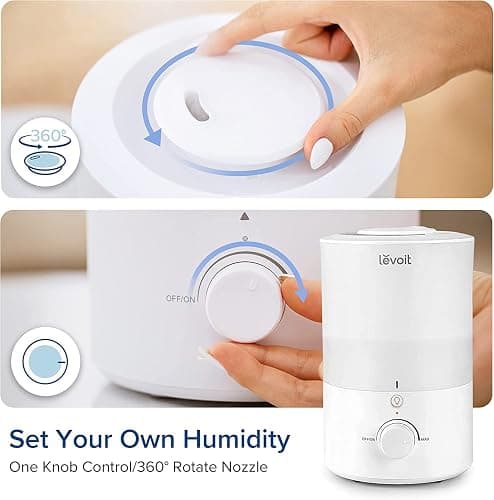 LEVOIT Humidifiers for Bedroom with Night Light(3L Water Tank)Cool Mist Top Fill Essential Oil Diffuser for Baby Nursery and Plants, 360° Nozzle, Quiet, Rapid Humidification for Home Large Room, White thumbnail 9