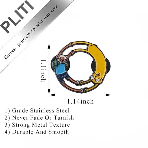 PLITI Adventure Cartoon Gift Adventure Cartoon Fans Gift Finn and Jake Brooch Pin For Animated TV Show Lover thumbnail 2