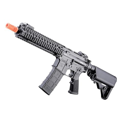 Evike Airsoft - 6mmProShop Daniel Defense Licensed MK18 Gas Blowback Airsoft Rifle by Golden Eagle (Color: Black) - Image 1