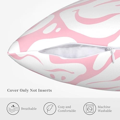 Pecfamly Cute Pink Preppy Throw Pillows (Covers Only No Pillow Inserts) Cute Pink Preppy Teenage Tween Clean Girl Aesthetic Room Bedroom Home Apartment Decor Aesthetic Stuff Things for Teen Girls thumbnail 6