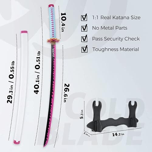 Cold Blade Anime Sword - 41 inches Anime Katana Replica with Belt and Stand - Durable Sword Perfect for Cosplay - Sword with Authentic Design thumbnail 4