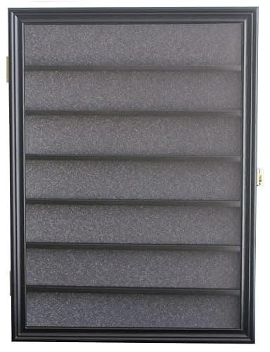 56 Lighters Display Case Cabinet Shadow Box Compatible with Zippo Lighers Sport Military Lighters Match Books Black Finish thumbnail 3