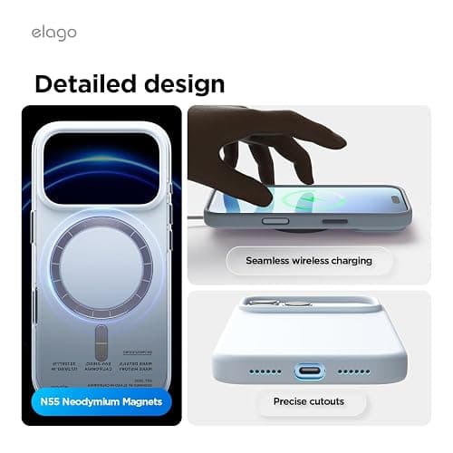elago for iPhone 17 Pro Max Case, Premium Magnetic Silicone Case, Compatible with MagSafe, Liquid Silicone Material, Protective Cover, Shockproof, Slim Phone, 6.9 inch (Light Blue) thumbnail 7