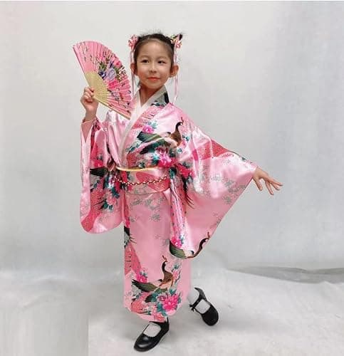 Japanese Traditional Dress Kimono Robe for Kids Girls Costume thumbnail 3