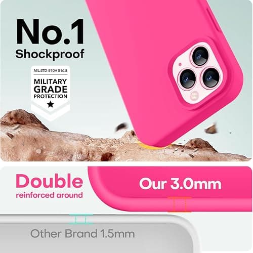 LOVE 3000 Compatible with iPhone 12 Pro Max Phone Case | Thickening 2.1 MM Liquid Silicone | Anti-Scratch Microfiber Lining | Full-Body Duty Heavy Protection Case for Men, Hot Pink thumbnail 4