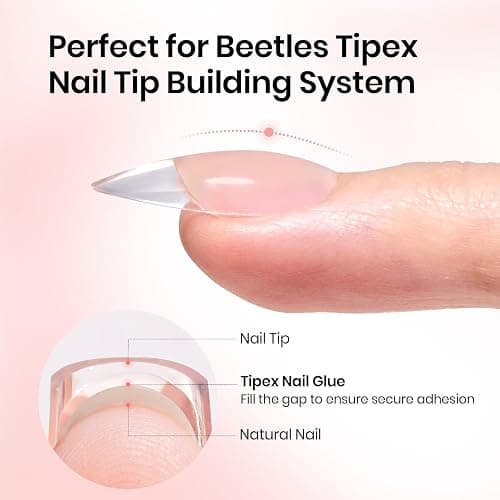 Beetles Tipex Nail Glue Gel 2 Pcs 20g, Super Strong Hands-Free Solid Nail Glue for Tipex Instant Apex Nail Tips, Professional Beginner-Friendly, U V Light Required thumbnail 2