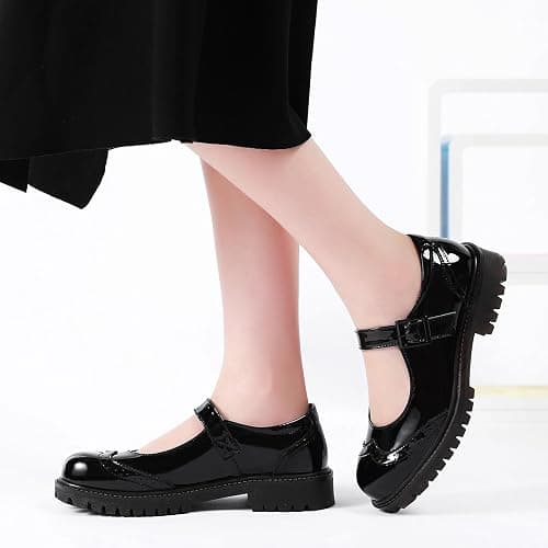 XSE Mary Jane Shoes Women Black Platform Mary Janes for Womens Flats Non Slip Loafers School Office Dressy Casual Work Shoes thumbnail 2