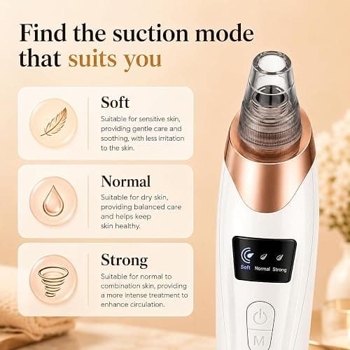 Blackhead Remover Vacuum for Face, 3 Adjustable Suction Levels, White | Adjustable Pore Cleaning, 5 Interchangeable Probes, USB Rechargeable Design thumbnail 5