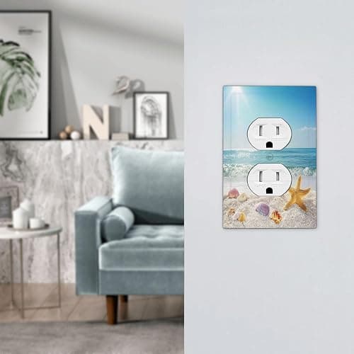 Nijuodnijir Outlet Covers Summer Beach Colorful Seashell Starfish 1 Gang Duplex Light Switch Cover Decorative Switch Plates Electrical Receptacle Faceplate Wall Plate For Kids Room Nursery Decor thumbnail 7