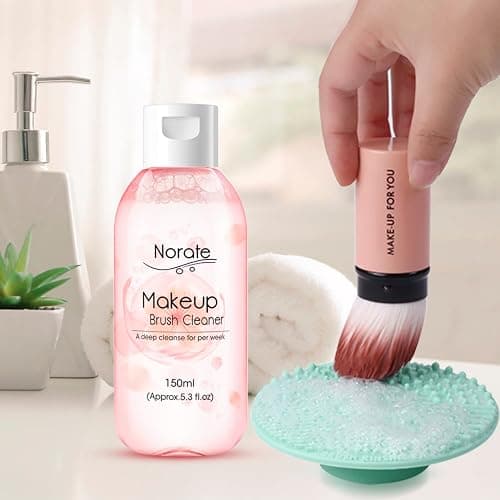 Norate Makeup Brush Cleaner, Make Up Brush Cleaner Solution + Makeup Brush Cleansing Pad, Brush Cleaner Mat for Brushes, Deep Clean Shampoo, Gentle Formula Cruelty Free, 2 Piece Set thumbnail 3
