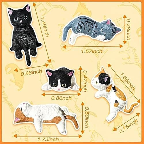 OULIGET Miniature Cute Cat Figurines,Mini Cat Fairy Garden Bonsai Decorations,Funny Micro Landscape Ornaments for Outdoor Garden Lawn Pot Car Dash Decor,5 Pieces thumbnail 3