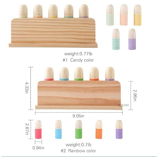 Pop Up Toy Multicolor Puppets | Wooden Color Sorting | STEM Montessori Color Matching Toys | Preschool Learning Educational Toys Gifts for Kids Boys Girls Ages for 3+ Years (Neutral Colours) - Neutral Colours thumbnail 2