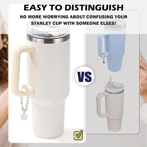 LUHOHI Letter Charm for Stanley Cup，Pearl Chain Accessories Stanley Cup Initial Charms for Handle Stuff Decor Water Bottle Jewelry Tumbler Cute Simple Modern Personalized Name ID Decorations (D) thumbnail 5