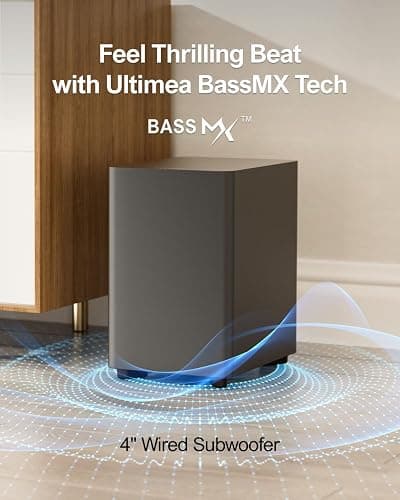 ULTIMEA 7.1ch Surround Sound Bar for Smart TV, 330W Peak Power, Virtual Surround Sound System for TV, Home Theater Soundbar with 4 Surround Speakers, App Control, Opt/AUX/BT, Aura A40 (2026 Upgraded) thumbnail 5