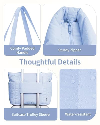 Narwey Puffer Tote Bag for Women Work with Laptop Compartment, Puffy Quilted Work Tote Bags for Travel Carry on Teacher Nurse thumbnail 5