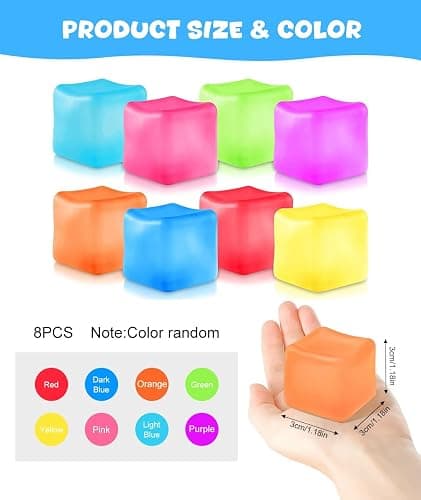8Pcs Mini Sugar Fidget Cubes, Kids Ice Cube Squishy Sensory Toys Jelly Square Stress Squeeze Ball for Autism Adhd Adults Babies Children Boys Girls Holloween Christmas Birthday Party Bag Gifts thumbnail 2