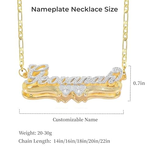 Double Plated Name Necklace Personalized Custom Name Necklace 18k Gold Plated Nameplate Pendant Customized Name Plate Necklace for Women Men thumbnail 7