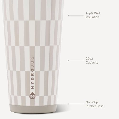 HydroJug Everyday Tumbler 20 oz, Ceramic-Lined Straw Cup, Latte | Vacuum insulated stainless steel, flexible straw, soft-touch lid, spill-free, cup holder fit, BPA-free, hot & cold drinks thumbnail 4