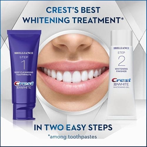Crest 3D White Brilliance 2 Step Kit, Crest 3D White Toothpaste, Deep Clean Toothpaste (4oz) + Teeth Whitening Gel (2.3oz) thumbnail 2