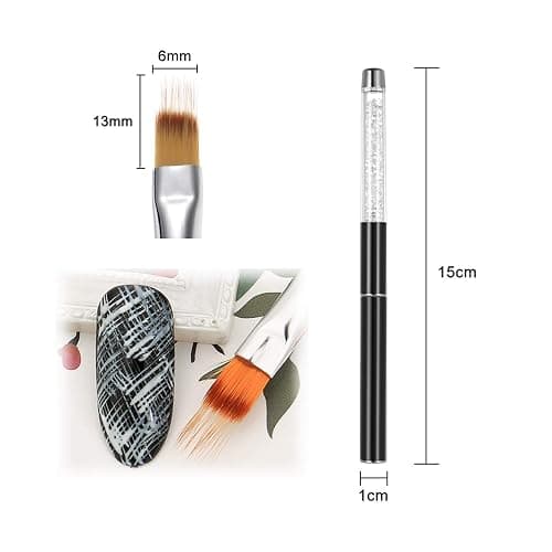 LWBTOSEE 2pc Ombre Nail Brush Nail Art Painting Pen Set,UV Gel Polish Gradient Color Rhinestone Crystal for Ombré,Black and White,Metal Diamond Acrylic Handle(C) thumbnail 3