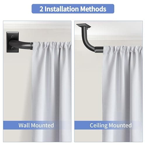 ZYRW Black Curtain Rods, Room Darkening Curtain Rod for Windows 66 to 120 Inches(5.5-10Ft), Wrap Around Rods, Adjustable Heavy Duty Blackout Drapery Rod, Window Treatment, Matte Black thumbnail 5
