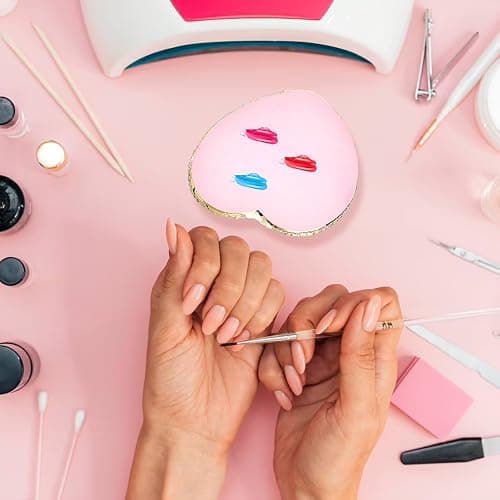 Resin Nail Art Palette Nail Mixing Palette Nail Art Painting Mixed Color Palettes Gold Edge Nail Holder Display Board Cosmetic Mixing Tools (Pink) thumbnail 3