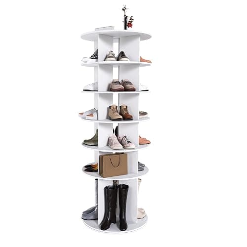 Runboll 6-Tier Rotating Shoe Rack Tower Spinning Shoe Display Lazy Susan Storage Tower, Free Standing 360 Revolving Shoe Organizer for Living Room Entryway Doorway thumbnail 4