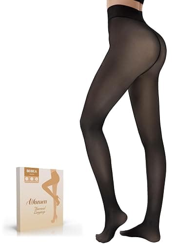 Bebila Fleece Lined Tights Women, Fake Translucent Warm Tights for Winter Sheer Pantyhose Thermal Leggings - Image 1