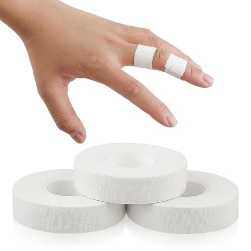 YUXIANLB Finger Tape, 0.5 Inch x 10 Yard White Athletic Tape Extra Strong Adhesive, 3 Rolls Sport Tape, Medical Tape, Foot Tape for Rock Climbing, Grappling, Basketball, Lifters and BJJ Finger Tape - Image 1