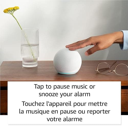 Amazon Echo Dot (newest model), Vibrant sounding Alexa speaker, Great for bedrooms, dining rooms and offices, Glacier White thumbnail 5