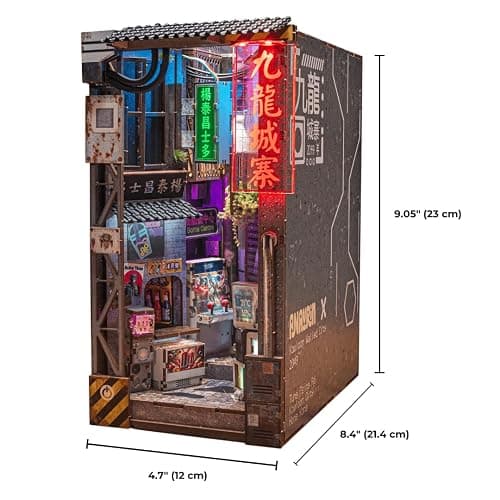 Anavrin Book Nook Kit Kowloon Walled City 2049 DIY 3D Wooden Booknook for Adults, Teens and Book Lovers, Bookshelf Insert Library Decor, Creative Gift for Family, Friends, and Elderly thumbnail 3