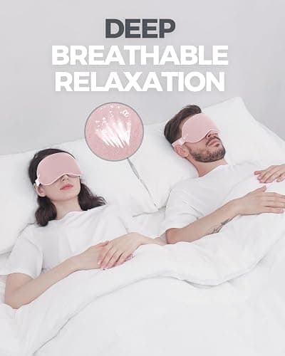 MZOO Luxury Pink Sleep Mask for Back and Side Sleeper, Completely Block Out Light Sleeping Eye Mask for Women Men, Zero Eye Pressure 3D Contoured Night Blindfold, Breathable & Soft Eye Shade Cover - P-pink thumbnail 5
