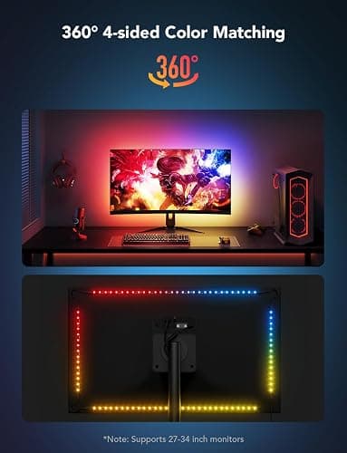 Govee Gaming Light for Monitor G1, RGBIC LED Backlight for 27-34 Inch PC, Smart LED Lights for Monitors with Color Matching, Adapts to Curved Monitors, Double Strip Light Beads with 123 Scene Modes thumbnail 6