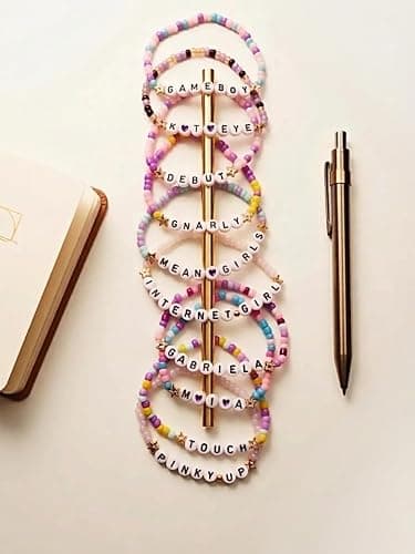 Gujjdgk 10 PCS Friendship Bracelets for KATSEYE Merch,Y2K Aesthetic Bracelets Gifts for Concert Outfits, Stackable Polymer Clay Letter Jewelry Accessories for Women & Men thumbnail 6