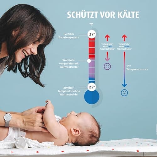 reer Wickeltischstrahler FeelWell 2in1, Standheizstrahler und Wandmontage, 2 Heizstufen, Timer, Kippsicherung, geprüft nach Medizinstandard, Weiß, aus Metall thumbnail 7