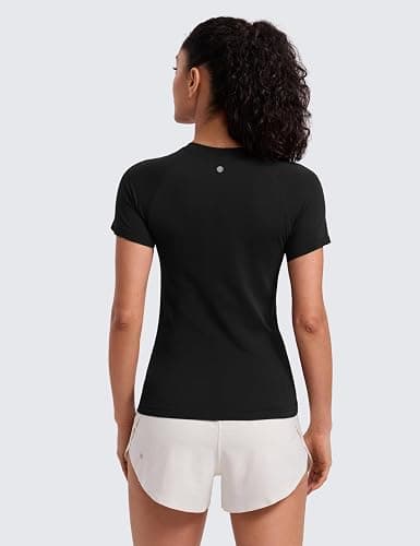 CRZ YOGA Seamless T-Shirt Hip Length | Training, Chafe-Free, Slim Fit, Raglan Sleeves, Mesh Vents, Workout, Short Sleeve Tops for Women thumbnail 2