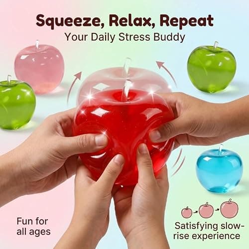 Carrot Squishy, Banana Strawberry Peach Peanut Apple Dragon Fruit Cherry Squish Giant Jumbo 5.5 Inch Vegetable Realistic Moldable Slow Rise Relaxing Sensory Fidget Toy Squeezable Ball(Apple B) thumbnail 7