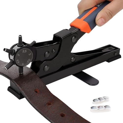 KingTool Desktop Leather Hole Punch Set, Super Heavy Duty Rotary Puncher, Multi Hole Sizes Maker Tool, Make Hole Punch Easier - Image 1